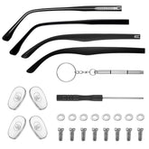 Black replacement temple arms with double-teeth design