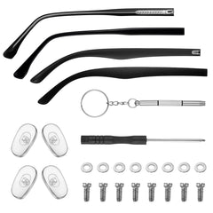 Black replacement temple arms with double-teeth design