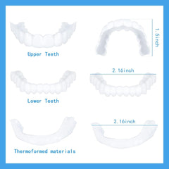 Box displaying 2 pairs of temporariliy adjustable smile aligners