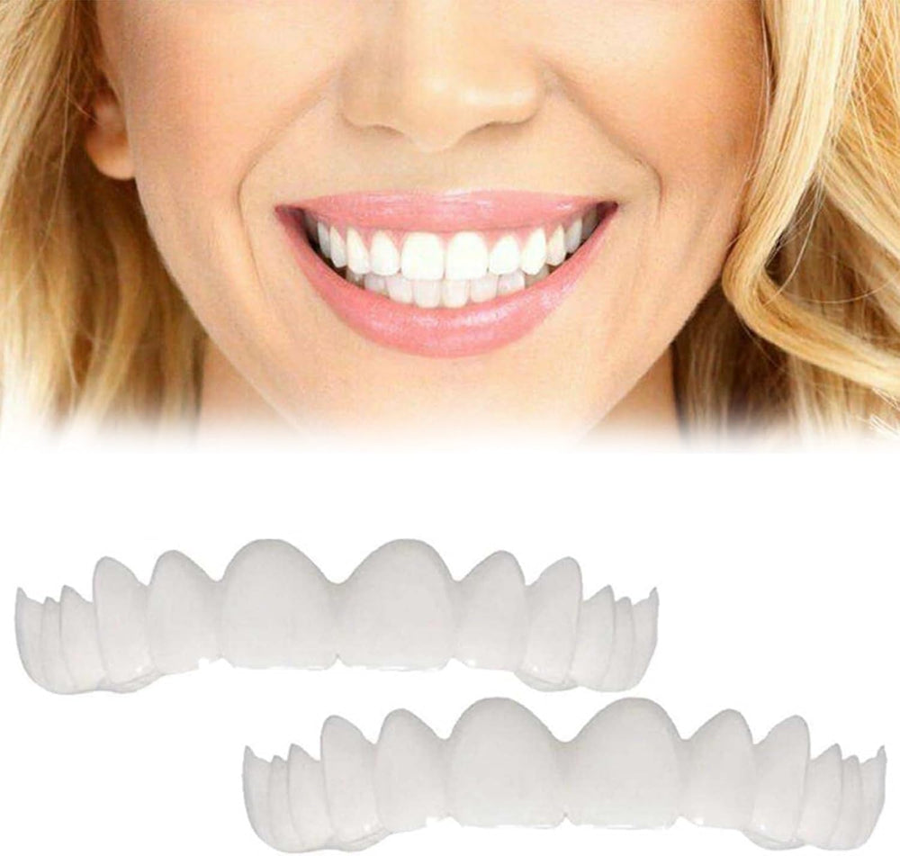 Two pairs of temporary smile aligners in natural colour