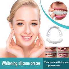 Natural-looking smile on wearer with red temporary solutions