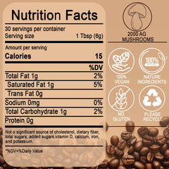 Package shot of 2025 NEW Mushroom Coffee organic six-mushroom blend with 30 servings