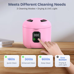 Stylish pink 2025 Ultrasonic Retainer Cleaner with accessories