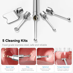 Includes tonsil stone syringe and tips storage bottle