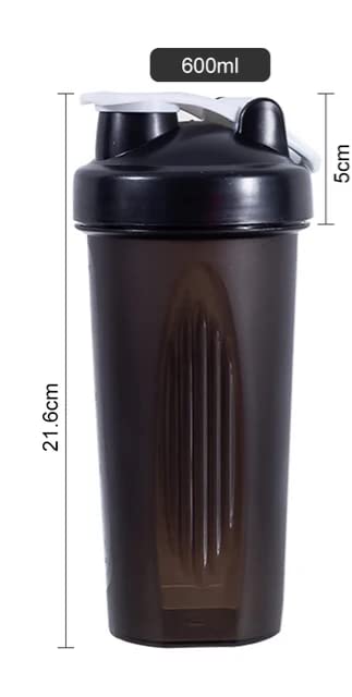 Shaker bottle with built-in stainless steel whisk for smooth shakes
