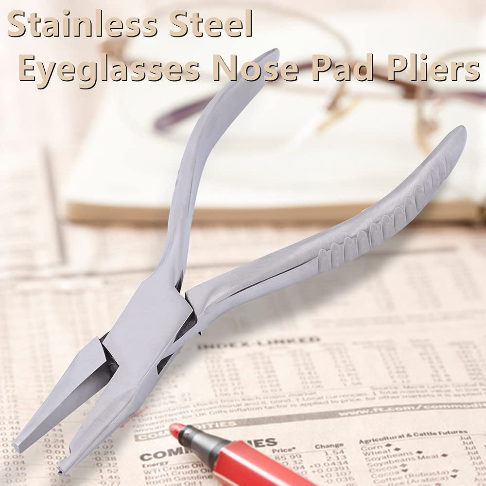 Ergonomic grip on nose pad pliers