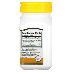 Close-up of the label on 21st Century B-12 1000 mcg Prolonged Release Tablets (110-count)