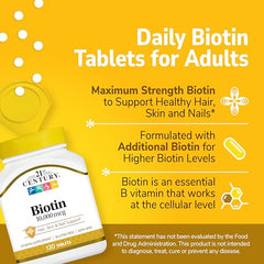 Side view of Biotin tablets bottle