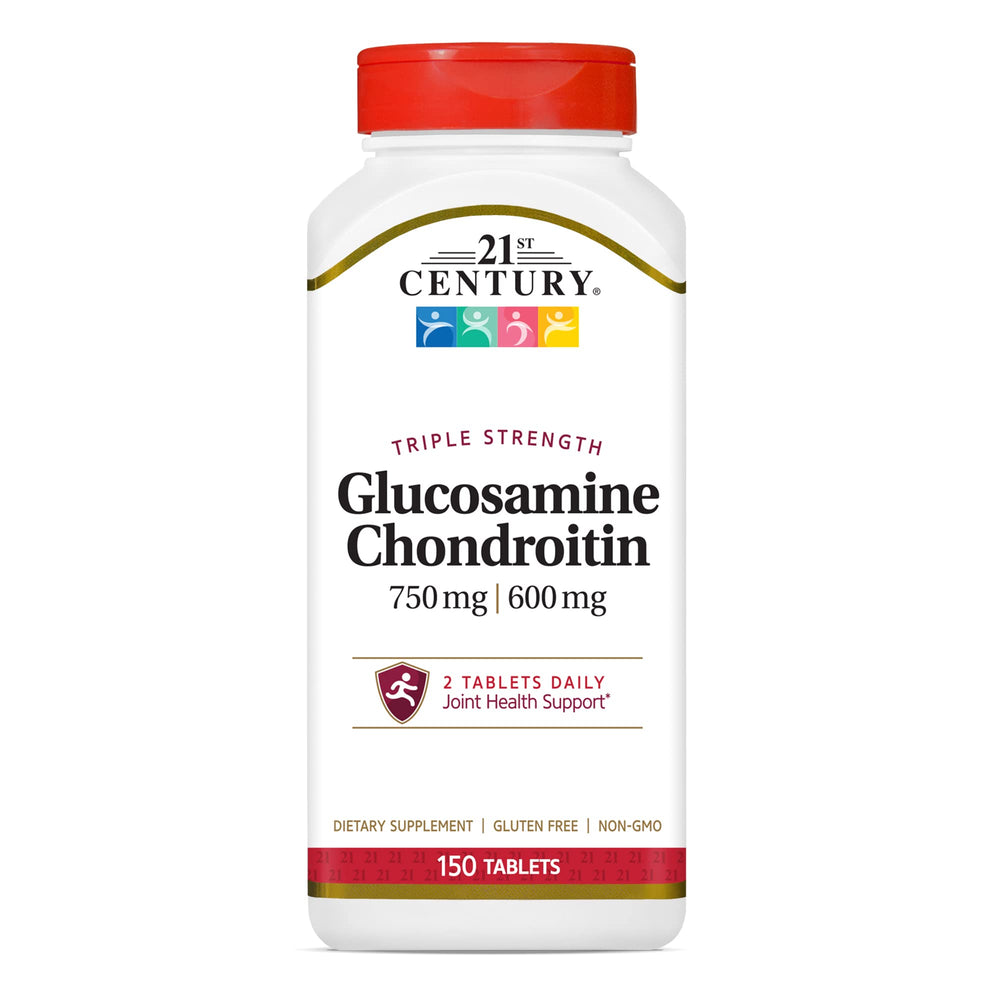 Bottle of 21st Century Glucosamine Chondroitin 750/600mg Triple Strength – 150 count