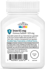 Bottle and label of 21st Century Iron supplement