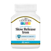 Boxed packaging for 21st Century Slow Release Iron Tablets, 60 count pack of 3