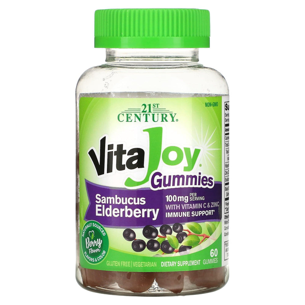 Bottle of VitaJoy Sambucus Elderberry Gummies Berry flavor, 60-count