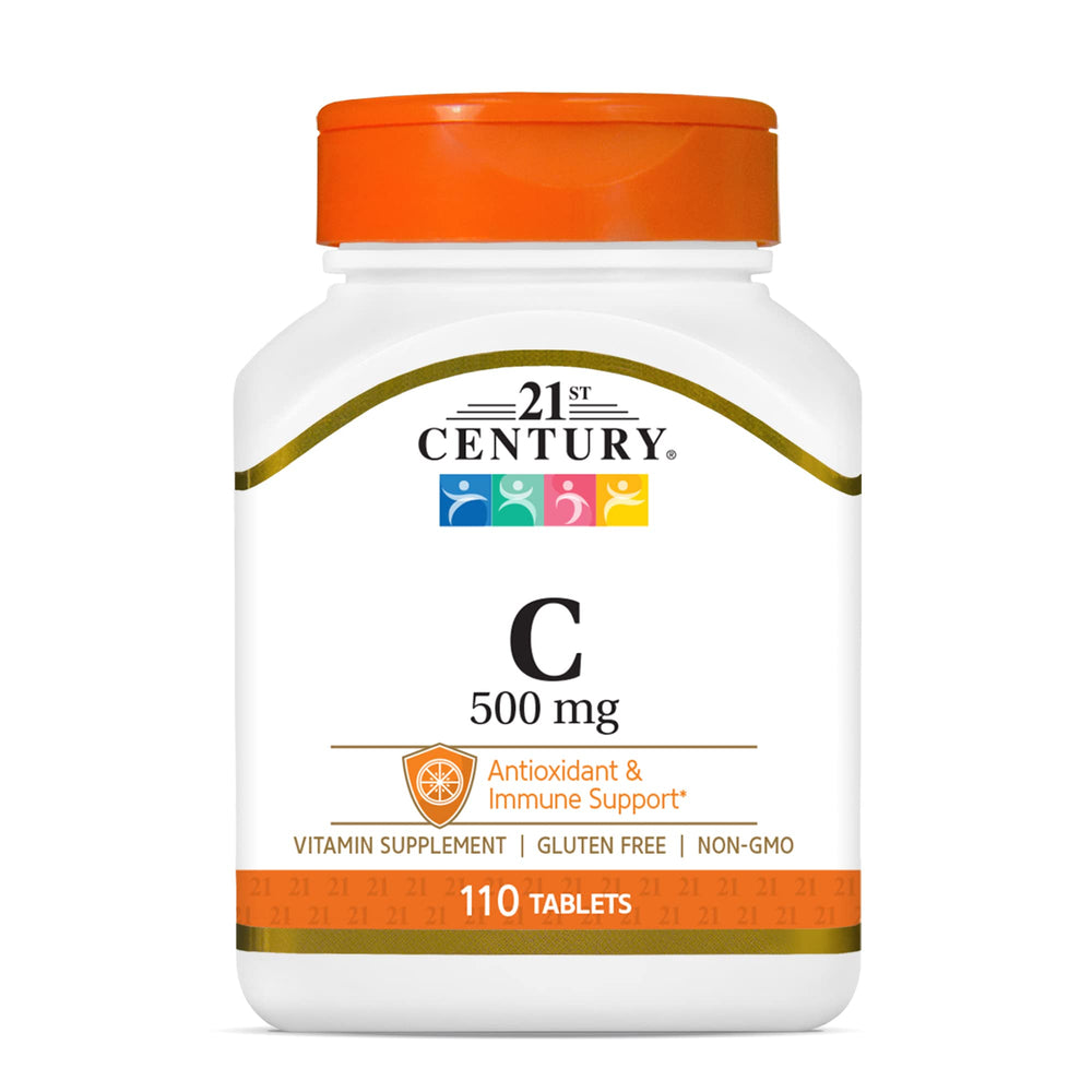 Three bottles of 21st Century Vitamin C 500 mg tablets, 110-count each in a pack