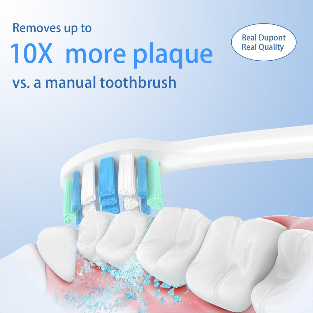 Sonicare replacement head with curved bristles for deep cleaning