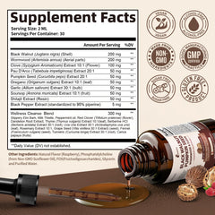Illustration of 23-in-1 cleanse formula ingredients including black walnut, wormwood and clove