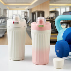 Side view of pink shaker bottle showing bottle profile