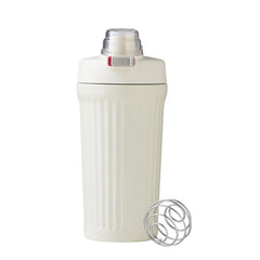 White 24oz stainless steel shaker bottle – front view