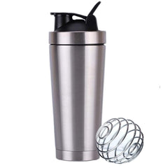 Premium 25oz stainless steel protein shaker bottle with mixing ball wire whisk