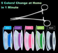 Assorted color power chains in blue, green, pink, purple, and black