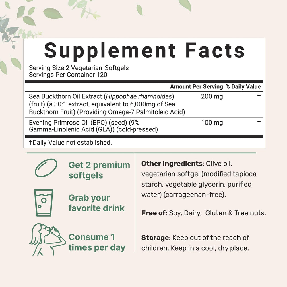 2-in-1 formula: Sea Buckthorn Oil with Evening Primrose Oil