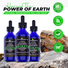 2oz bottle of Black Earth Zeolite liquid drops