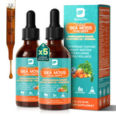 Bottle of 2PACK Sea Moss Drops featuring Irish sea moss and chlorophyll