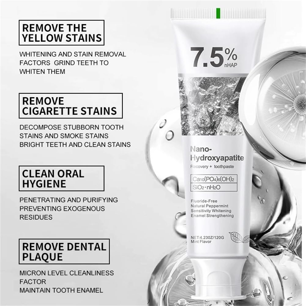 Packaging of fluoride-free hydroxyapatite toothpaste
