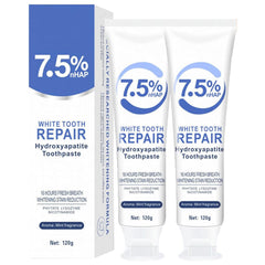 Two tubes of 7.5% hydroxyapatite toothpaste for enamel protection in mint flavor