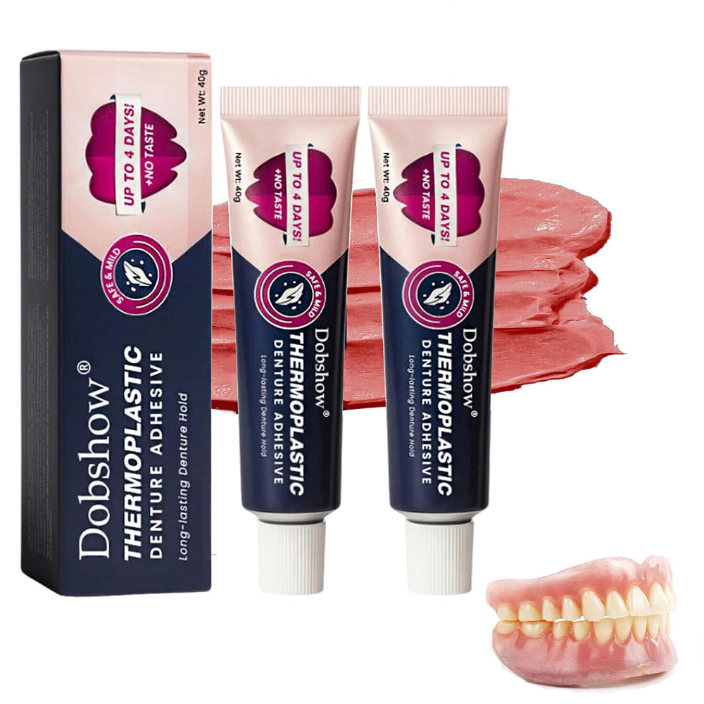 Two-pack thermoplastic denture adhesive packaging