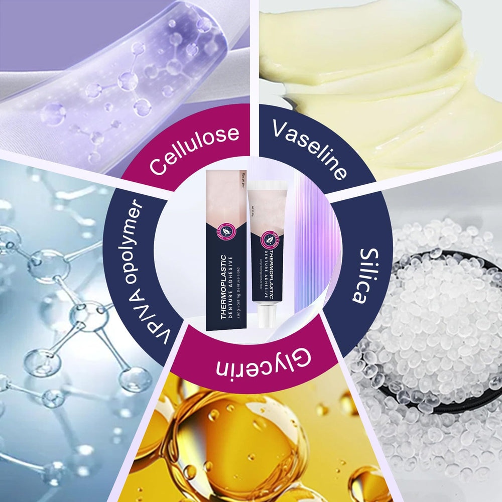 Zinc-free, non-toxic denture adhesive label