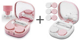 Pink 2-piece contact lens case kit with built-in washer