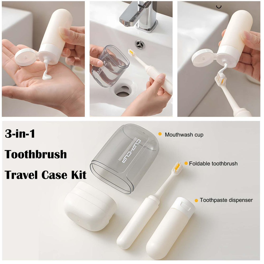 Mouthwash cup included in the kit for complete oral hygiene on the go