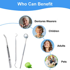 Curved tips and rounded edges for safe cleaning of hard-to-reach areas