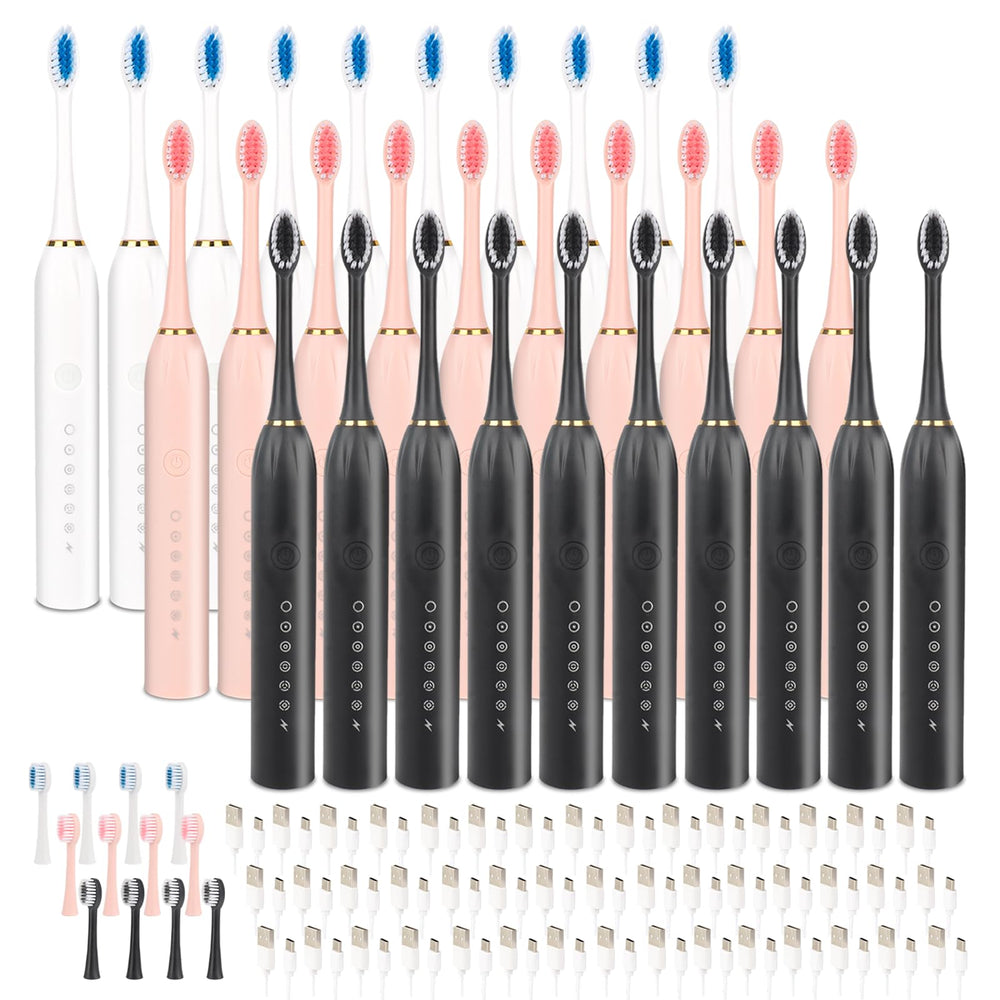 30 pack adult electric toothbrush set – front view