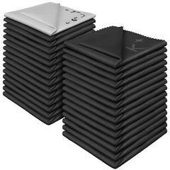 Thirty-pack Japanese-style microfiber glasses cleaning cloths in dark gray and white