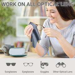 Microfiber cloth cleaning eyeglasses without streaks