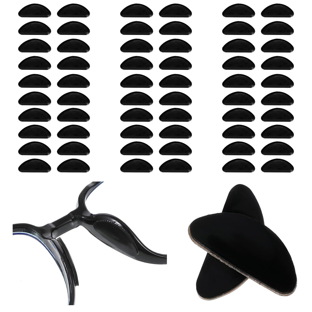 30 pairs of D-shaped silicone nose pads in black – front view