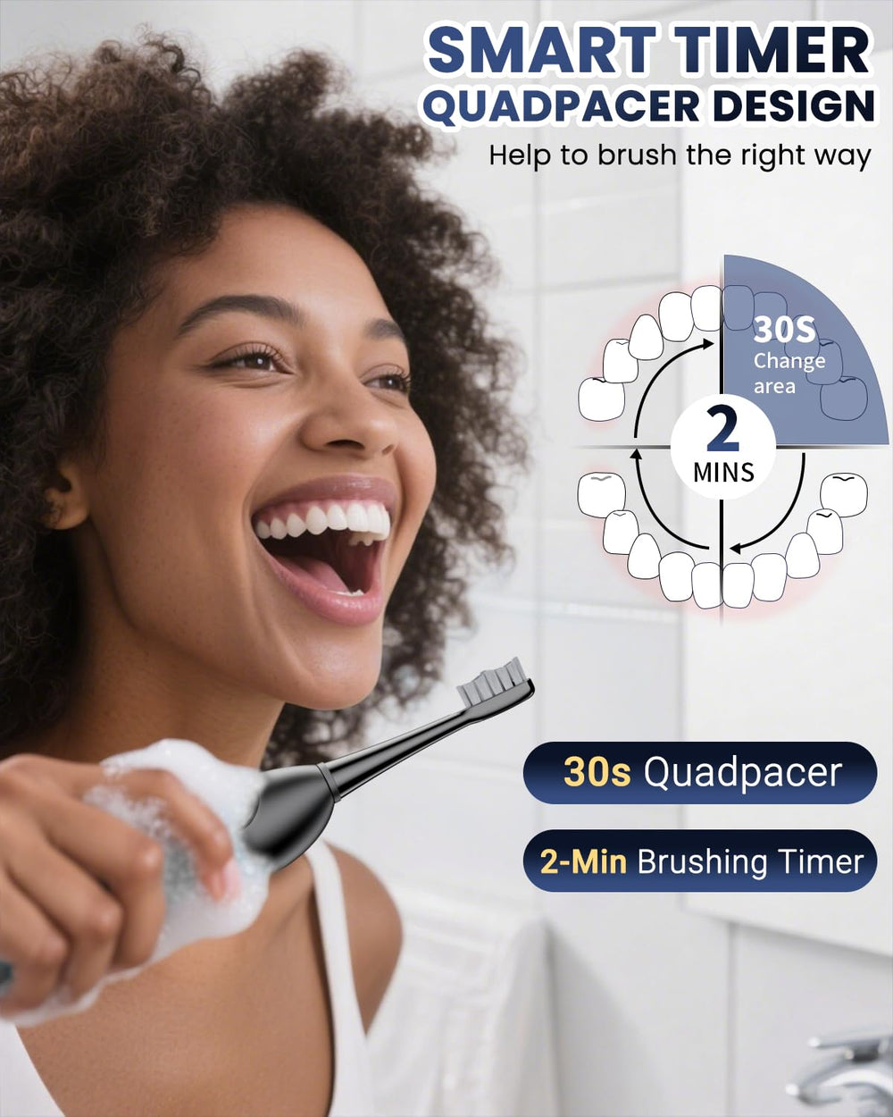 30-second smart timer indication on the handle