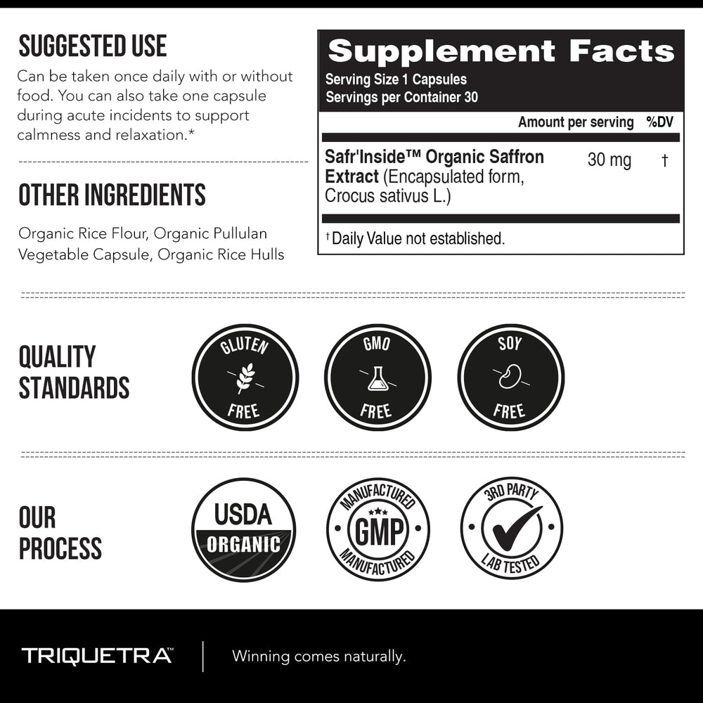 30-serving bottle of saffron extract supplement