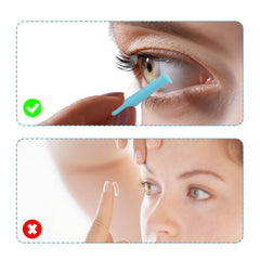 Scleral lens plunger/remover tools arranged with storage bottles