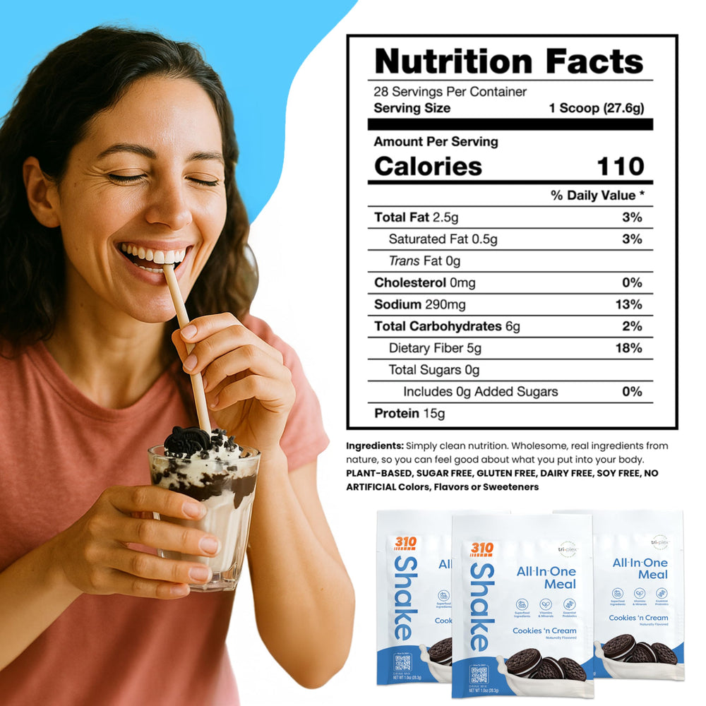 310 Nutrition all-in-one cookies-cream single-serving pack supports busy mornings
