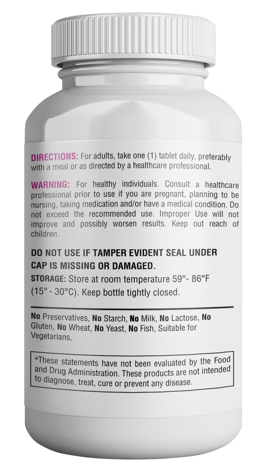 Supplement facts label for 365 Health Vitamin B12 1000mcg