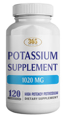 Front view of 365 Health Potassium Supplement 1020 mg bottle