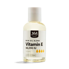 365 Vitamin E Skin Oil bottle shows a high-potency skincare option.