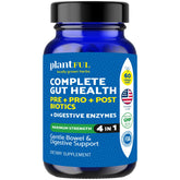 4-in-1 gut health hero image with prebiotics, probiotics, postbiotics, and enzymes