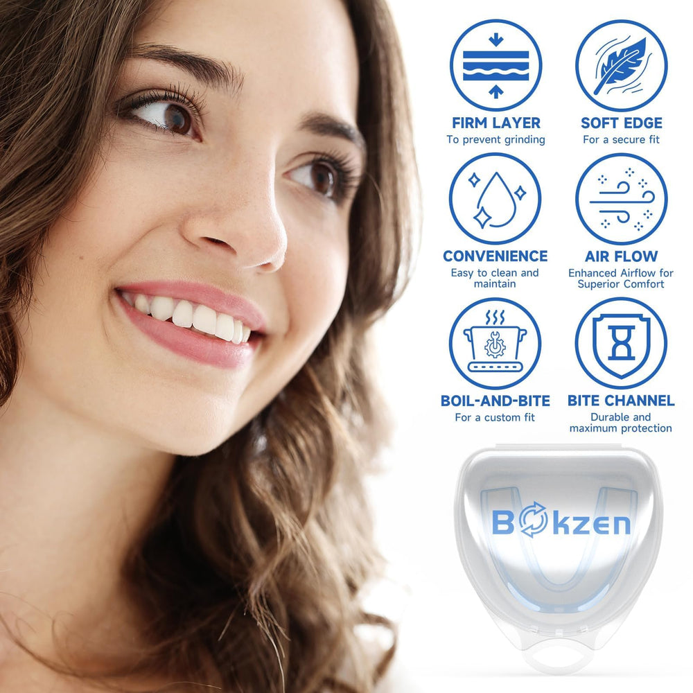 Blue kids mouth guard shown in multiple sizes