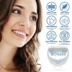 Blue kids mouth guard shown in multiple sizes