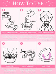 Cleaning and care of pink night guards with toothbrush