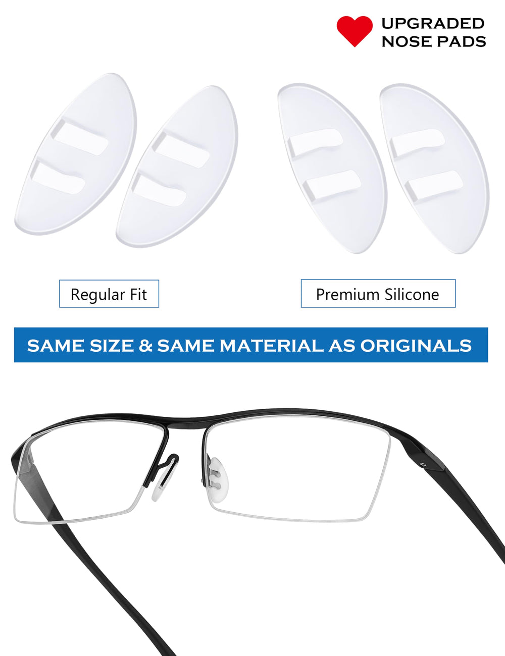 Soft silicone nose pads with air chamber for anti-slip grip