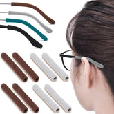 Knitted cotton eyeglasses ear grips behind the ear, Brown & Grey, pair 1